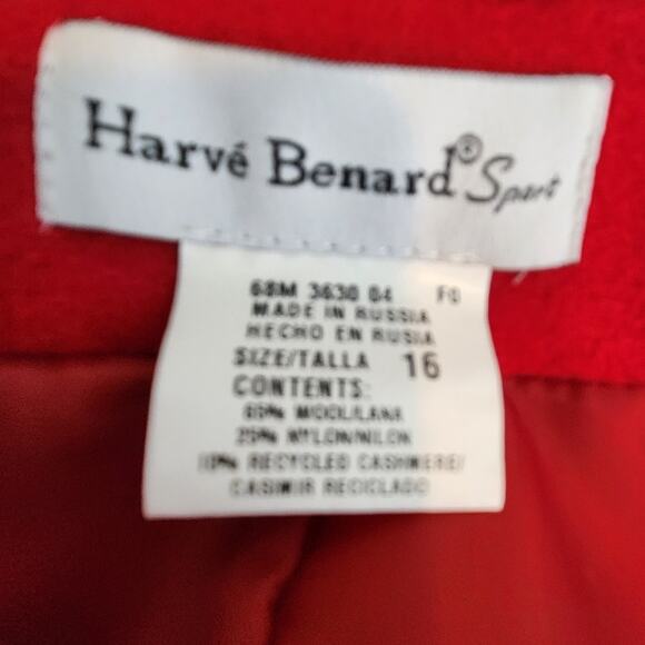 Vintage Harve Bernard Recycled Cashmere Wool Blend Blazer Red Size 12 - Picture 3 of 7